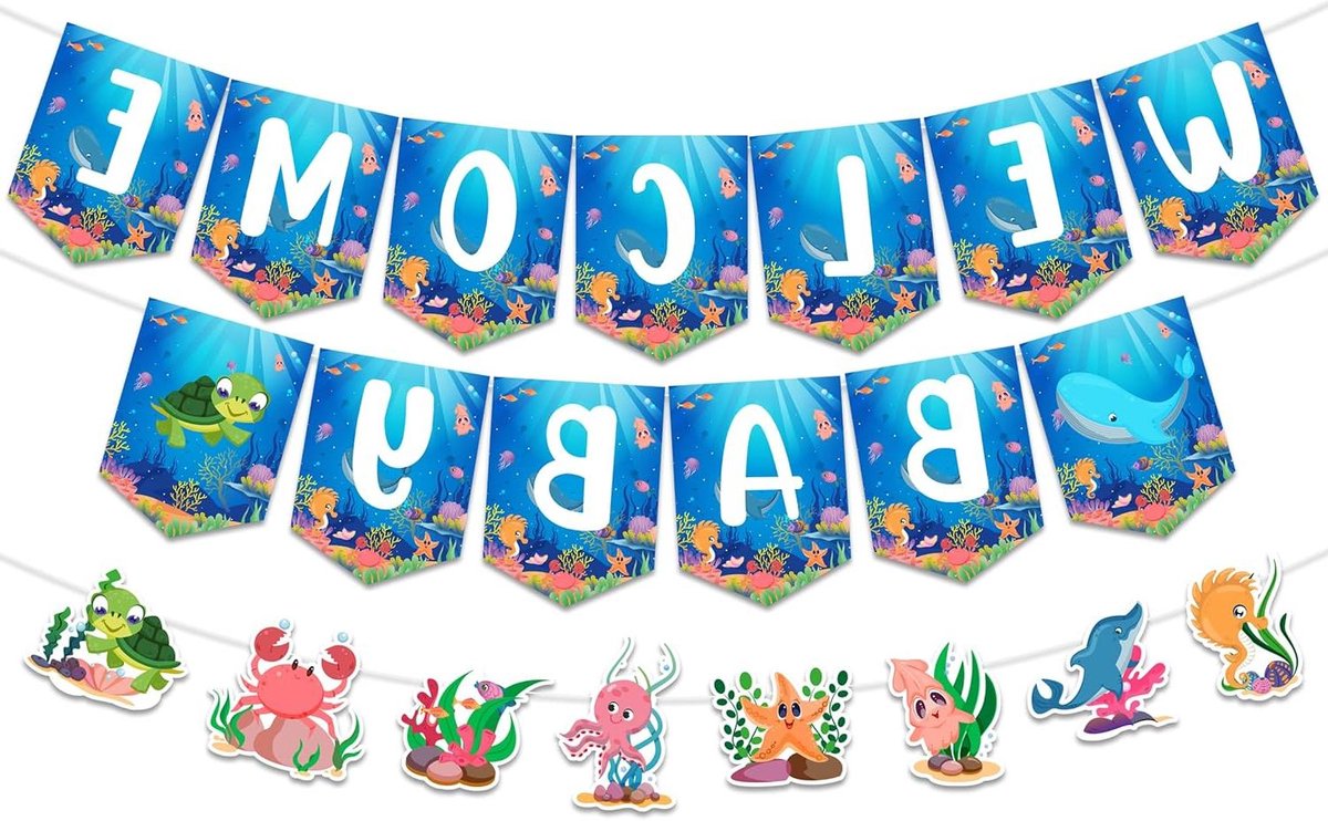 Baby Shower Decoraties - Oceaan Thema - Feest Versieren - Voorgemonteerd - 1 Set - Blauw