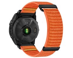 By Qubix - Geschikt voor Garmin bandje - 22mm Quickfit - Nylon Sport Loop bandje - Oranje - Geschikt voor Garmin Forerunner 745 / 935 / 945 / 955 / 965