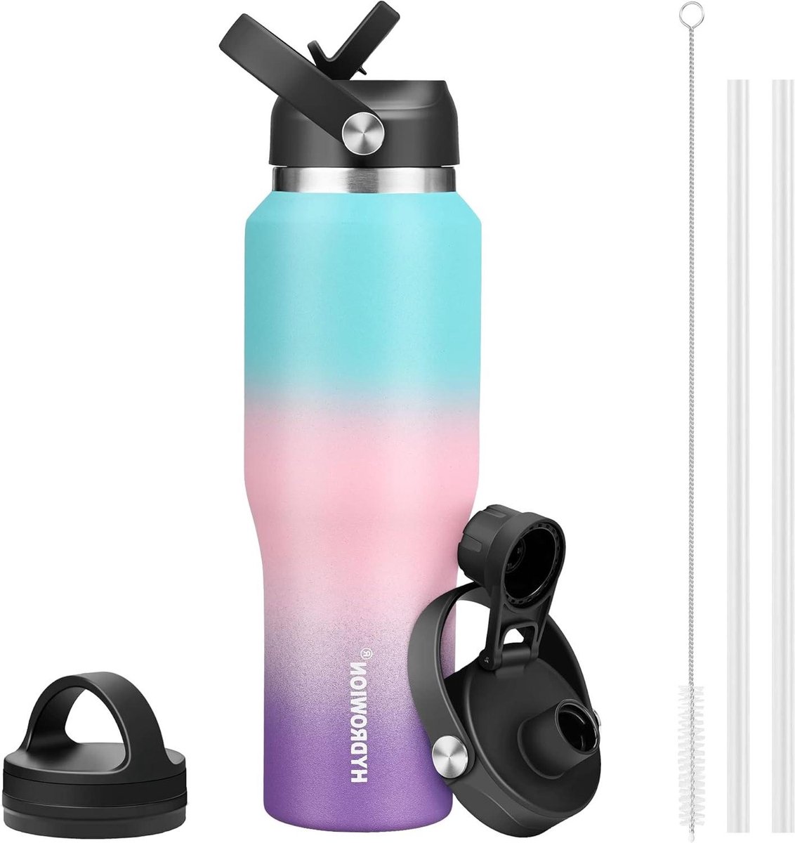 Roestvrijstalen waterfles - Geïsoleerde drinkfles - Hydratatie onderweg - Past in bekerhouder - 32 oz - Mint en Roze