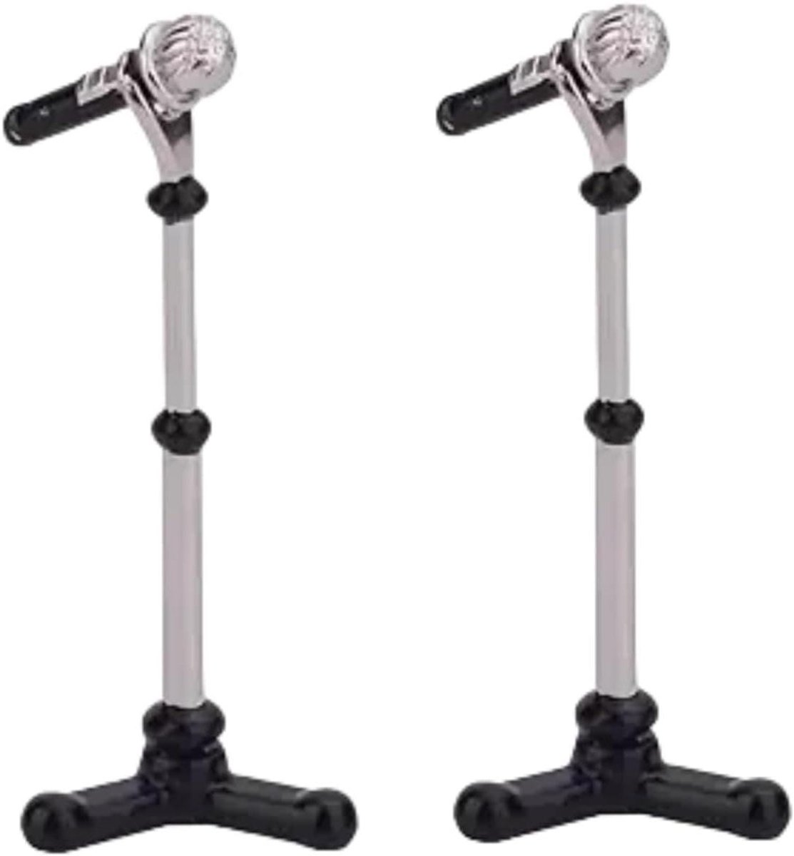 Miniatuur Microfoons - Poppenhuis Accessoires - Decoratie Muziekkamer - Metalen Standaard - 52 cm hoog - Zwart