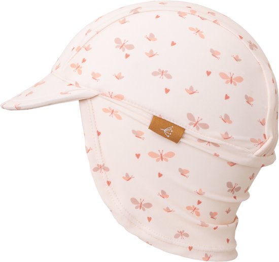 Fresk UV 50+ Zonnehoed voor kinderen 86 – Beschermende Reishoed – Hoofdbescherming Meisjes - Creme - Butterflies