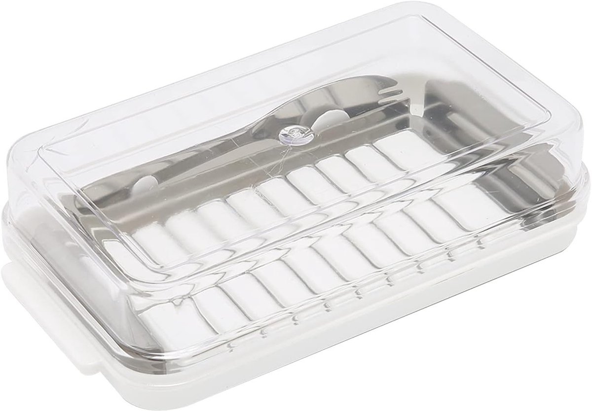 RVS Boterdispenser met Doorzichtig Deksel en Mes - Ideaal voor Keuken en Boteropslag