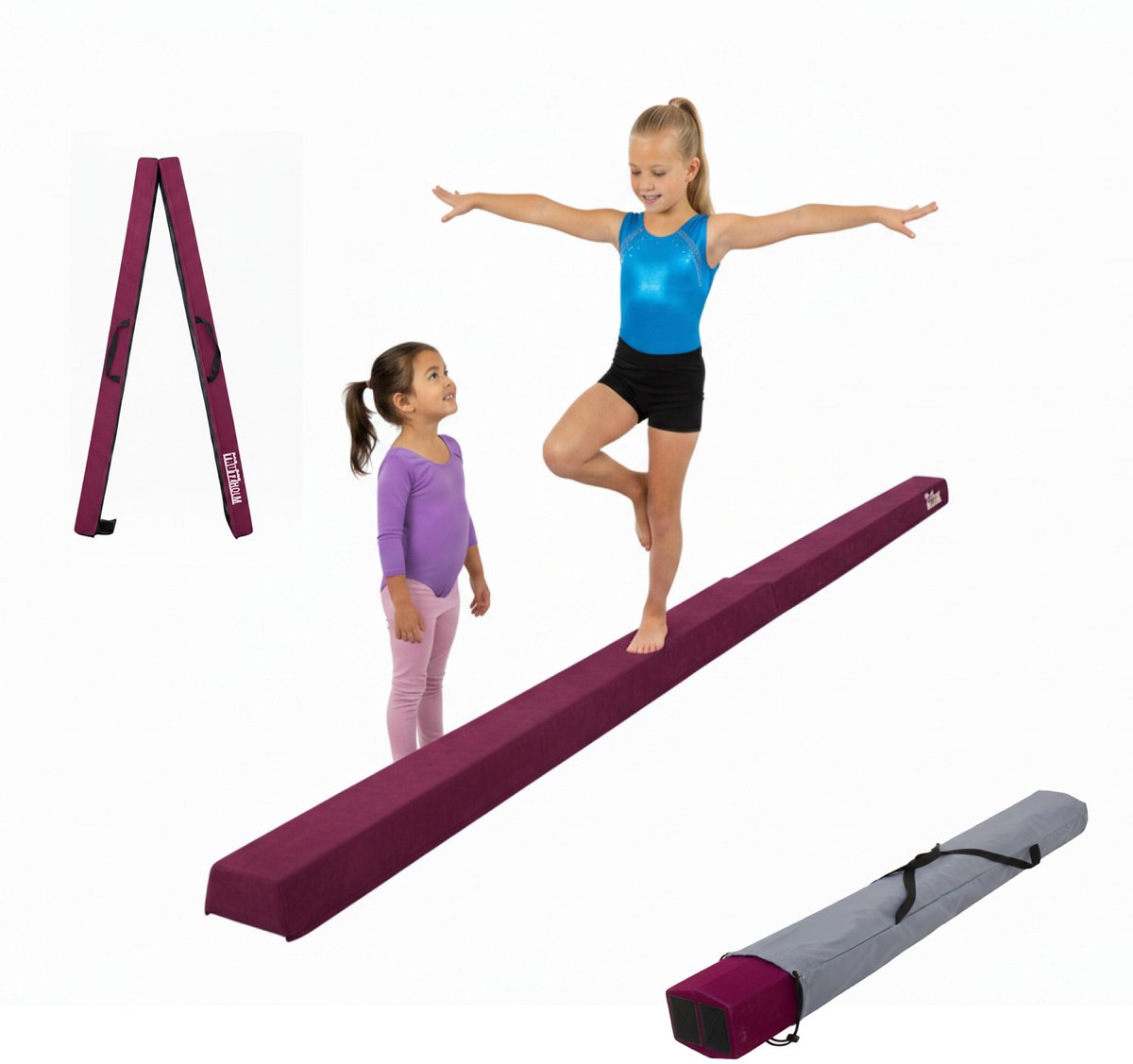 Schwebebalken 240 cm klappbar auf 120 cm Turnbalken inkl. Tragetasche Balancierbalken Lila