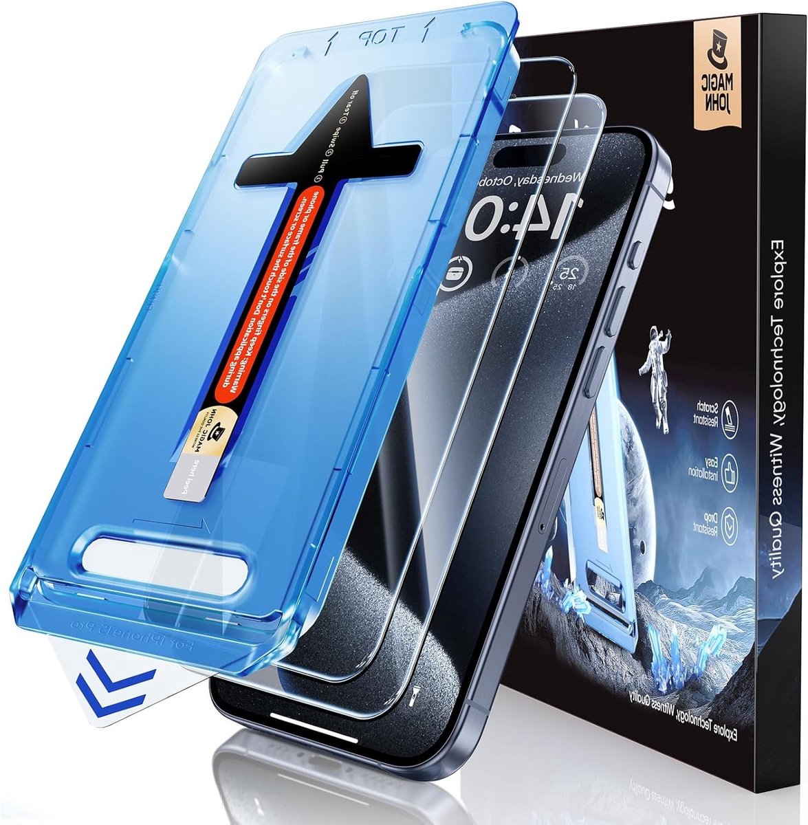 2-Pack Screen Protector voor iPhone 15 Pro (6.1 inch) - 9H Hardheid, Bubbelsvrij, Eenvoudige Installatie, Inclusief Stofverwijderaar