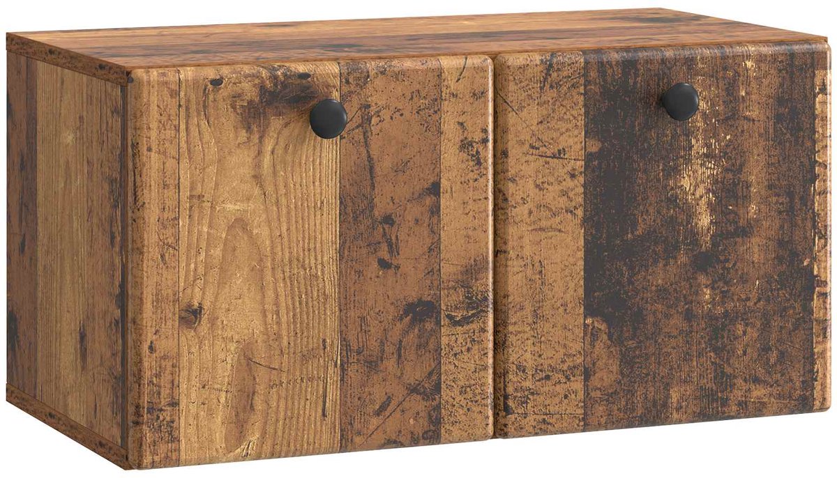 vidaXL - Wandmontage - TV-kast - 59,5 - x - 31 - x - 30 - cm - Oud - hout - Bewerkt - hout