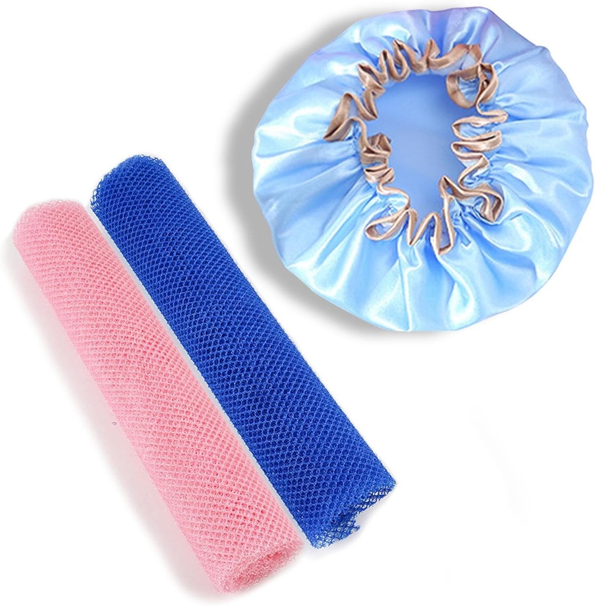 Set van 2 Peeling Doeken en Scrub Handschoenen voor een Natuurlijke Lichaamsverzorging, Herbruikbare Douchekap en Waterdichte Zwemcap
