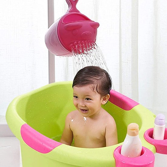 Allecto - Haarwasbekers voor kinderen - Draagbaar en praktisch - Groen en roze - Spoelbekers voor peuters - Veilig oogspoelen tijdens het baden - G... — afbeelding 3