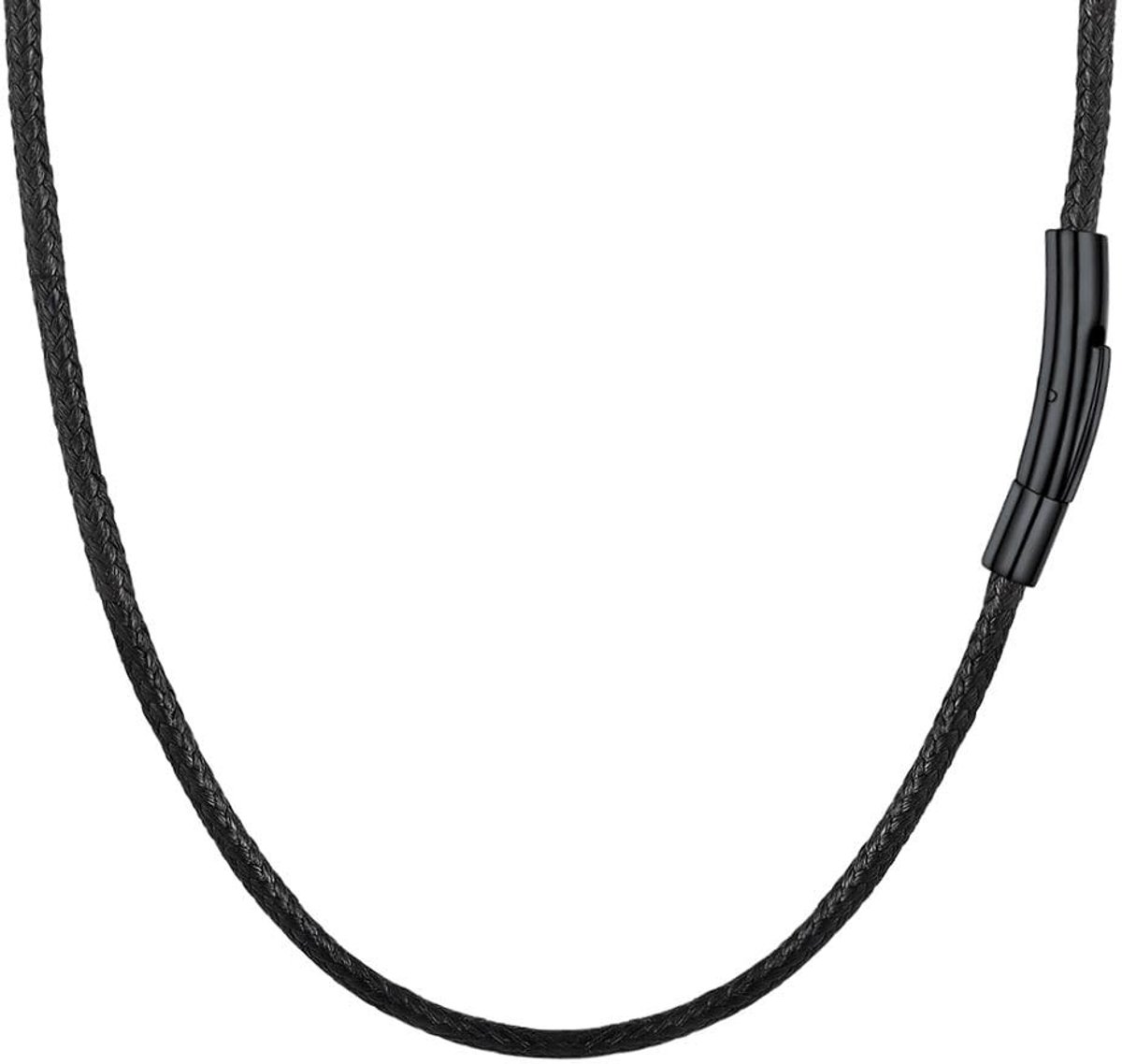 PROSTEEL Zwart Gevlochten Faux Leather Ketting voor Mannen en Vrouwen - 2mm/3mm Breed, 41-76 cm, RVS Sluiting