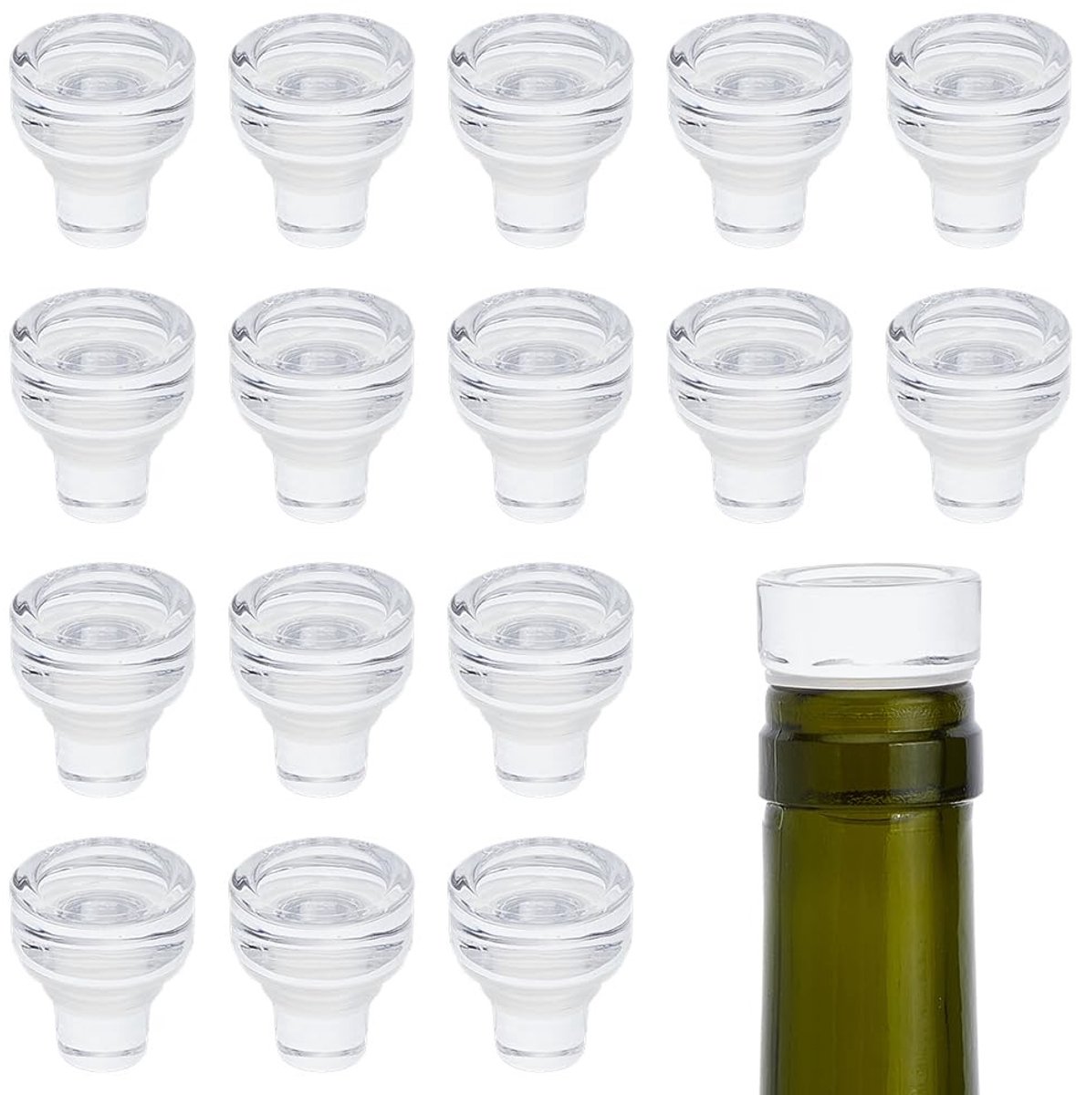 Allecto - Wijnfles Stop - Herbruikbare Wijnkurken - Perfecte Afdichting - 16 Stuks - Fles Stoppers - Geschikt voor de meeste Wijnflessen