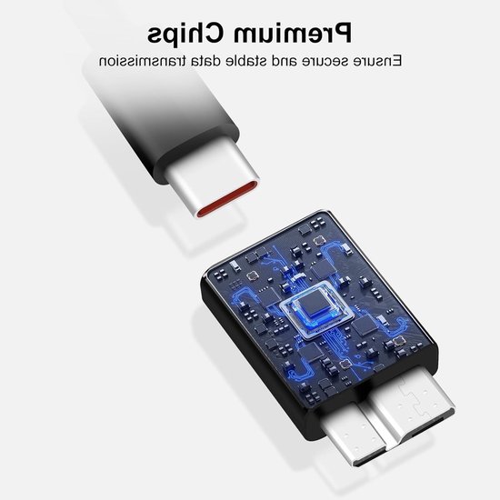USB C naar USB 3.0 Micro-B Adapter voor Externe HDD/SSD, Compatibel met WD, Seagate en Toshiba, Zwart van Merkloos — afbeelding 3