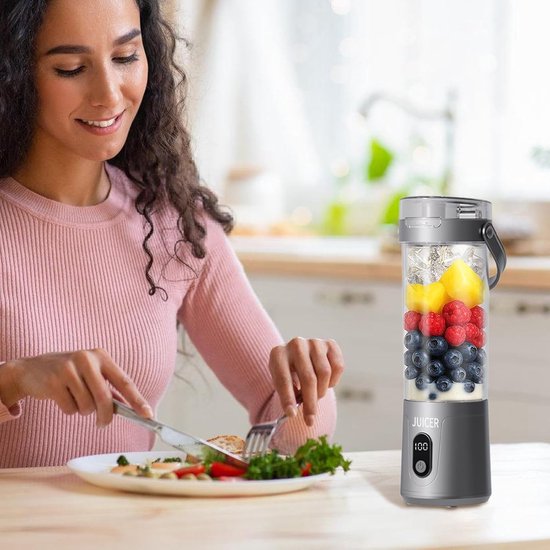 longziming - Draagbare Blender - USB Oplaadbare Smoothie Maker - Draadloze Blender Beker - BPA-vrij - 600ml - Compact En Lichtgewicht Ontwerp - Ideaal Voor Onderweg - 1 Stuks van longziming — afbeelding 5