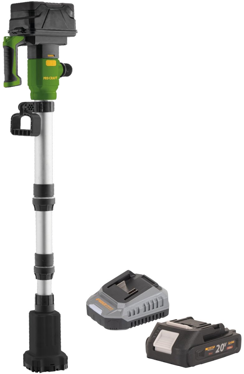 Procraft CPN20bb accu dompelpomp 20 V 2725 l/u + 1x accu 2,0 Ah + oplader