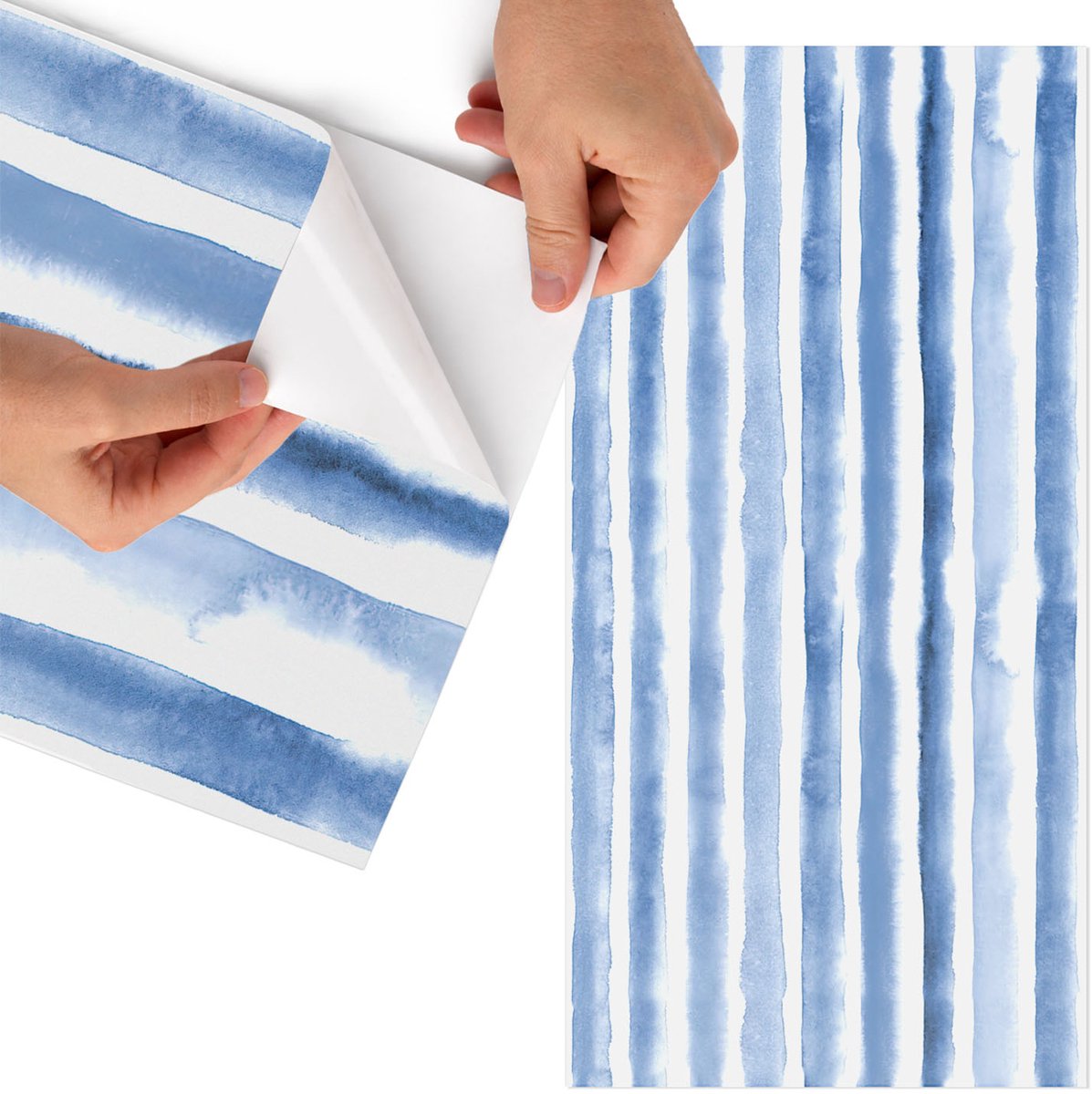 Tulup Meubelfolie - Blauwe strepen Decoratiefolie - 50x100 cm - Blauw Meubelfolie - Meubelfolie Zelfklevend - Waterverf Meubelfolie - Wrapfolie Keuken - Wanddecoratie - Achtergronden en patronen