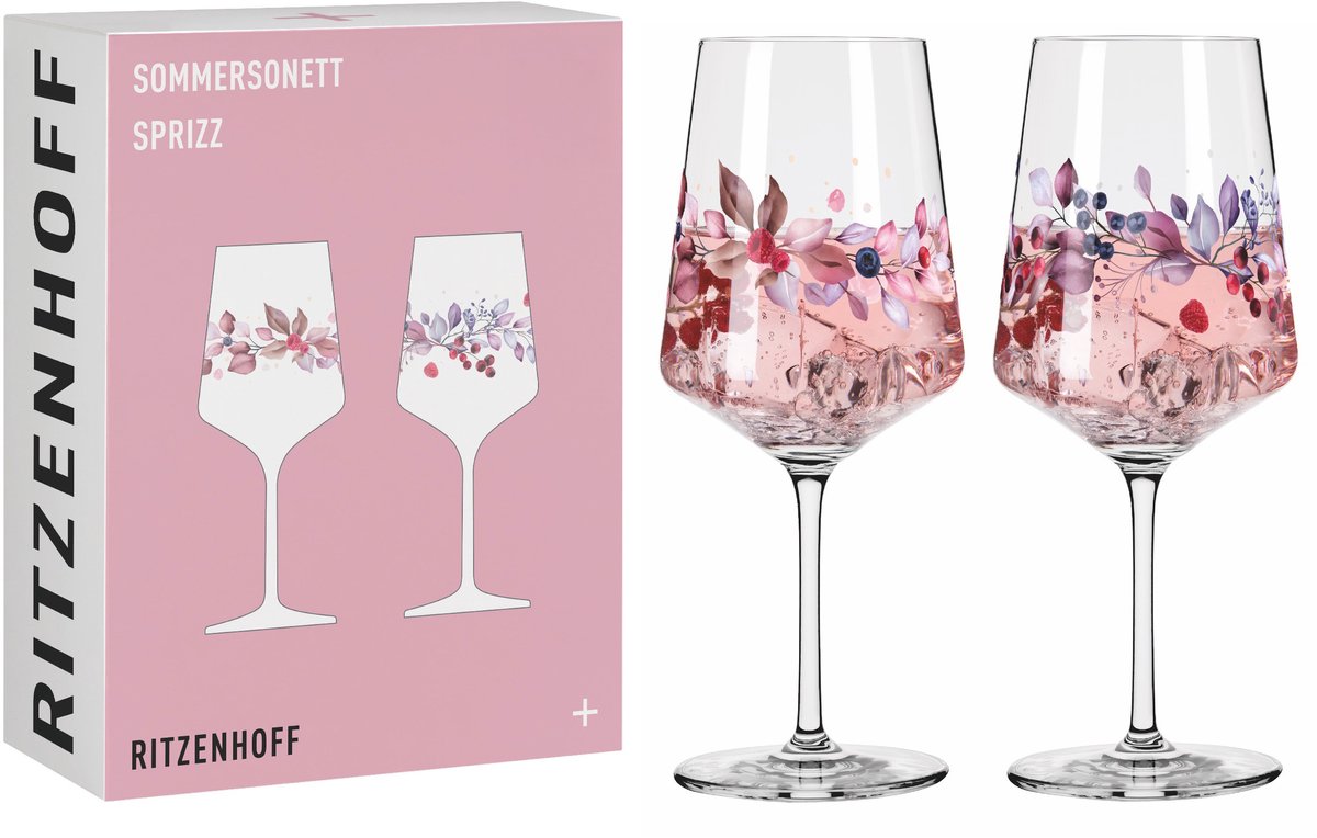 Aperitief glas Sprizz set van 2 500 ml – Serie Sommersonett F23 – vruchten & takken bont