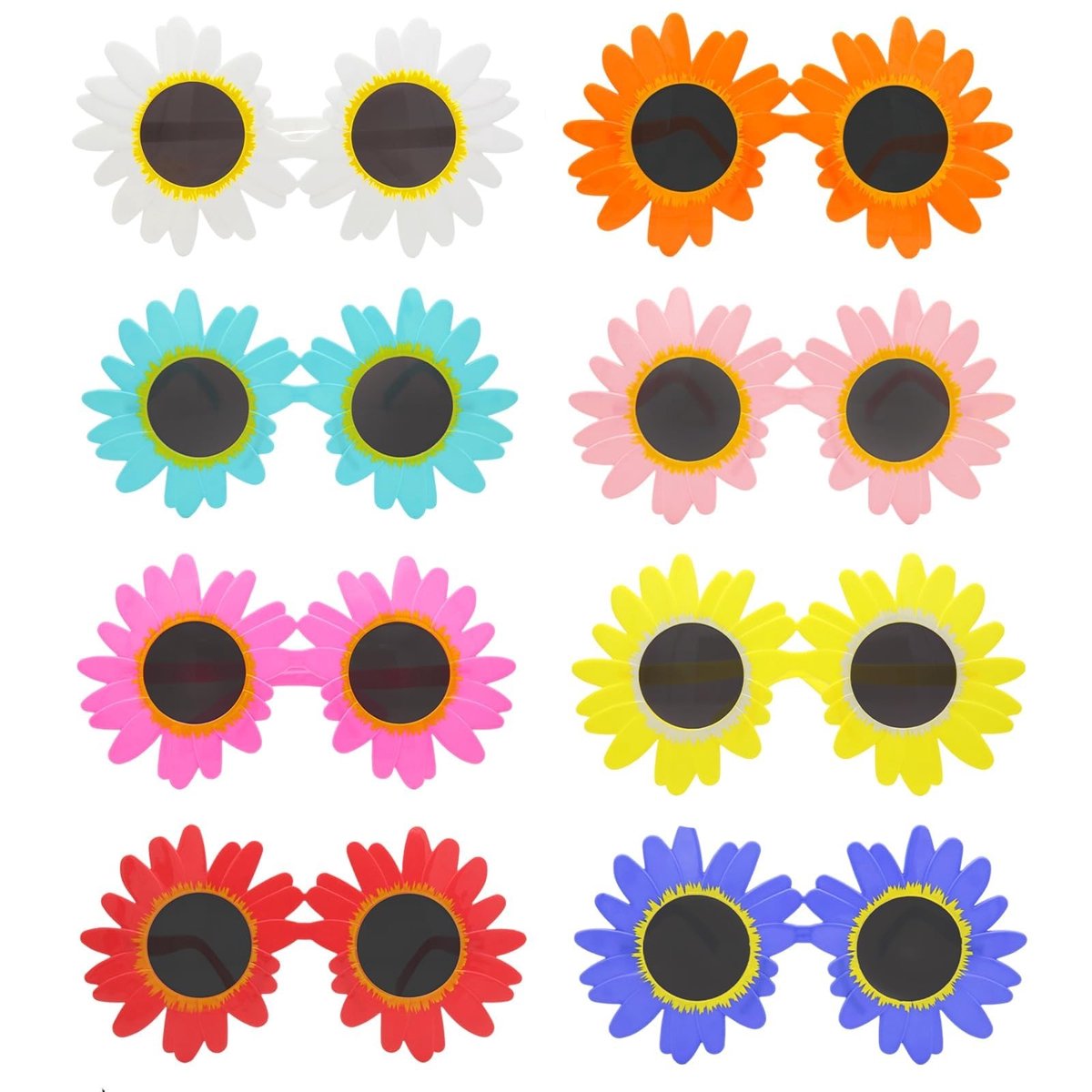 Allecto - Zonnebloem Zonnebrillen - Leuke Feestzonnebrillen - 8 Stuks - Ideaal voor Kinderen - Bescherming tegen UV-stralen - Kleurrijke Accessoire...