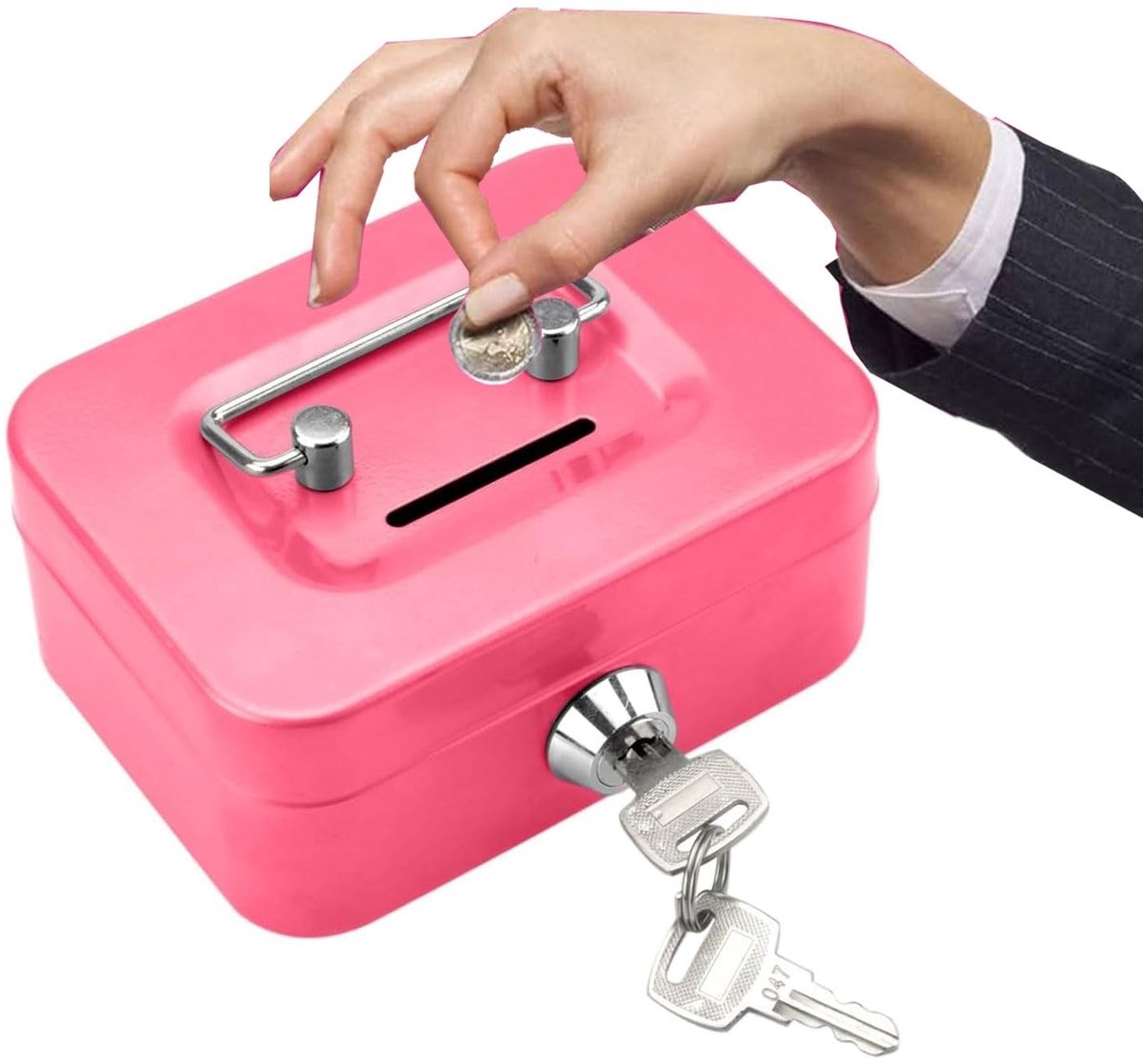 Allecto - Geldcassette - Lockbaar - Veilig en Draagbaar - Roze - Voor Geld en Waardevolle Spullen - Compact en Handzaam - Geschikt voor Thuis en Re...