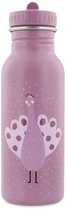 Trixie Drinkfles - Mrs. Peacock - RVS Waterfles voor kinderen - 500ml - Lekvrije Fles - Paars - Pauw