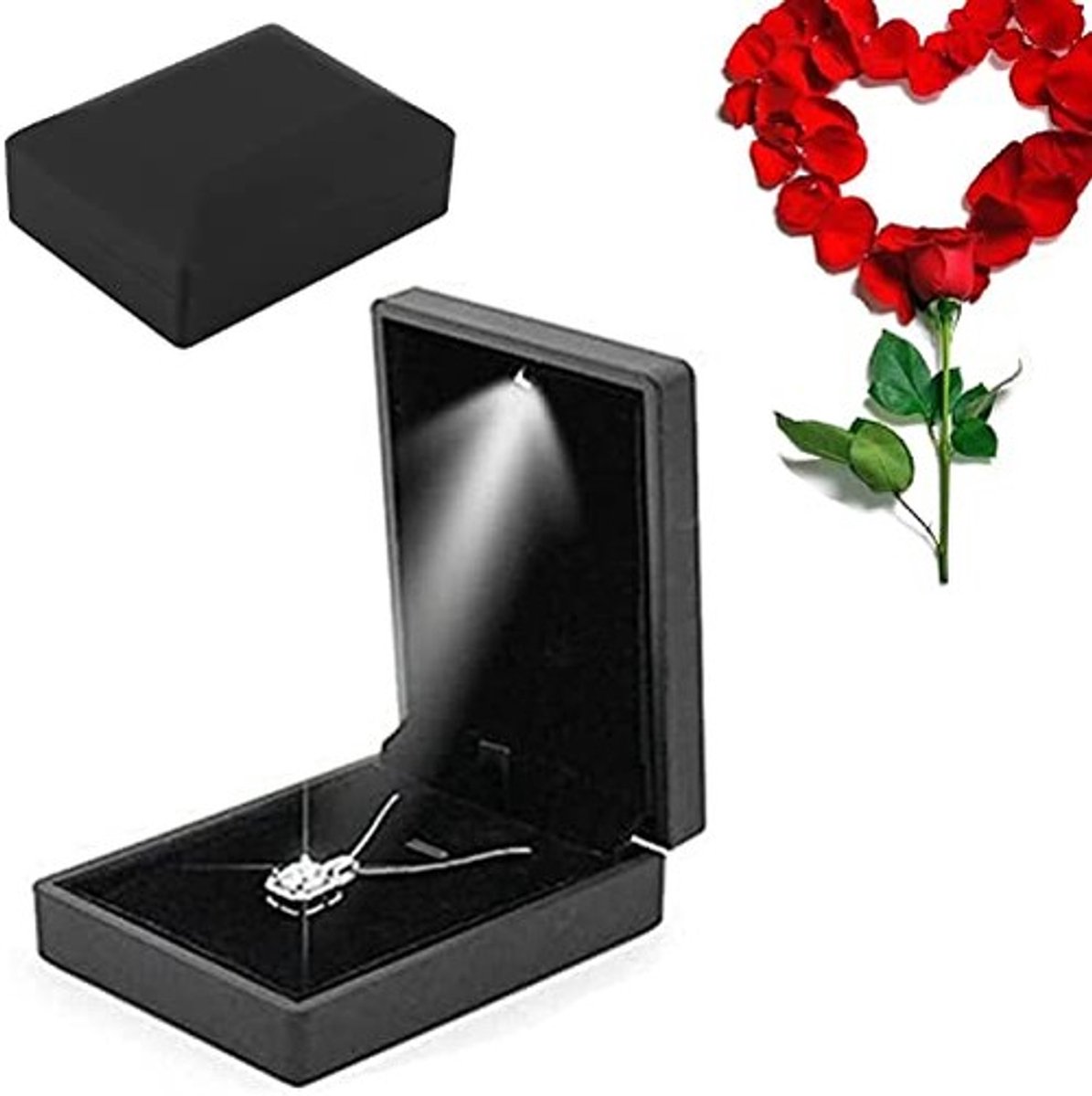 Allecto - Sieradenbox met LED Licht - Opbergdoos voor Kettingen Armbanden Ringen - Perfect voor Verloving en Cadeaus - Pendant - Geschikt voor Vrou...