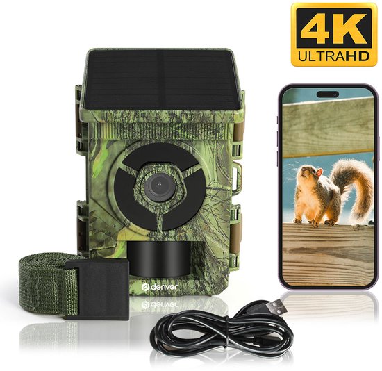 Denver Wildcamera met Nachtzicht en WiFi – 4K Ultra HD – 48mp – WiFi – Trailcam Go app – LCD scherm – Zonne-energie – WSW8120