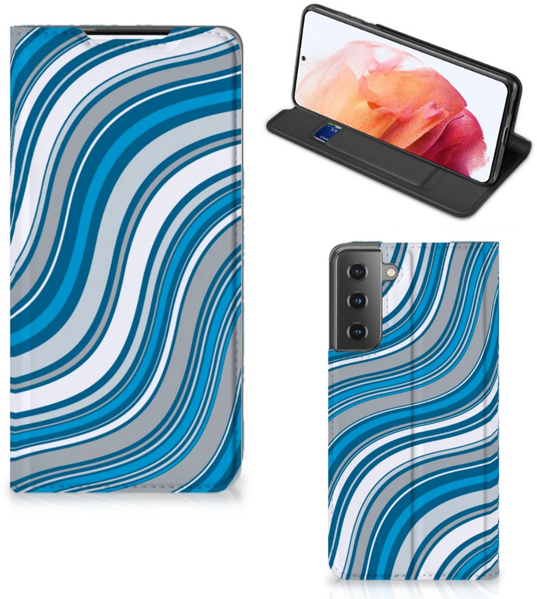 Samsung Galaxy S21 Hoesje met Magneet Waves Blue