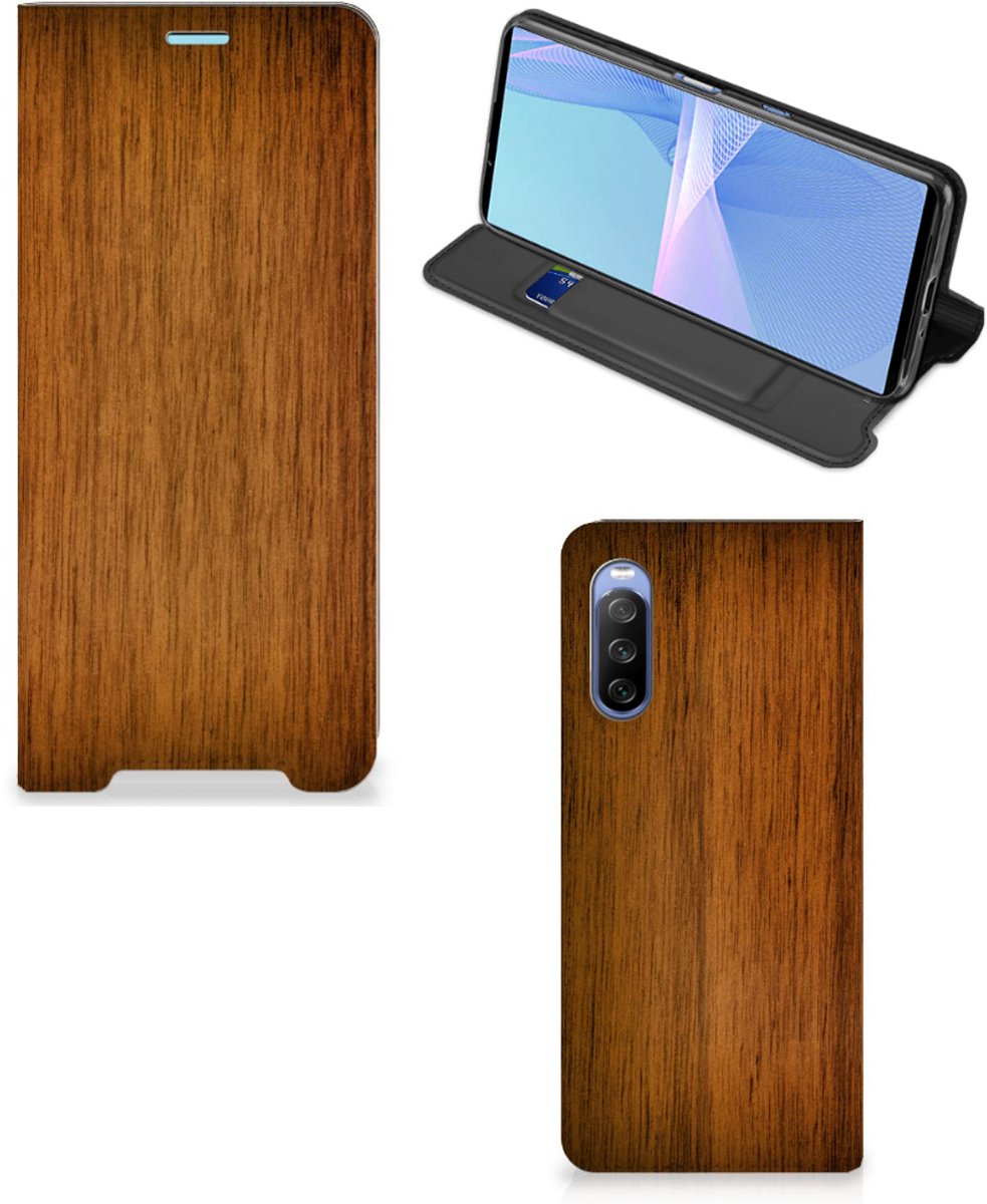 Sony Xperia 10 III Book Wallet Case Donker Hout