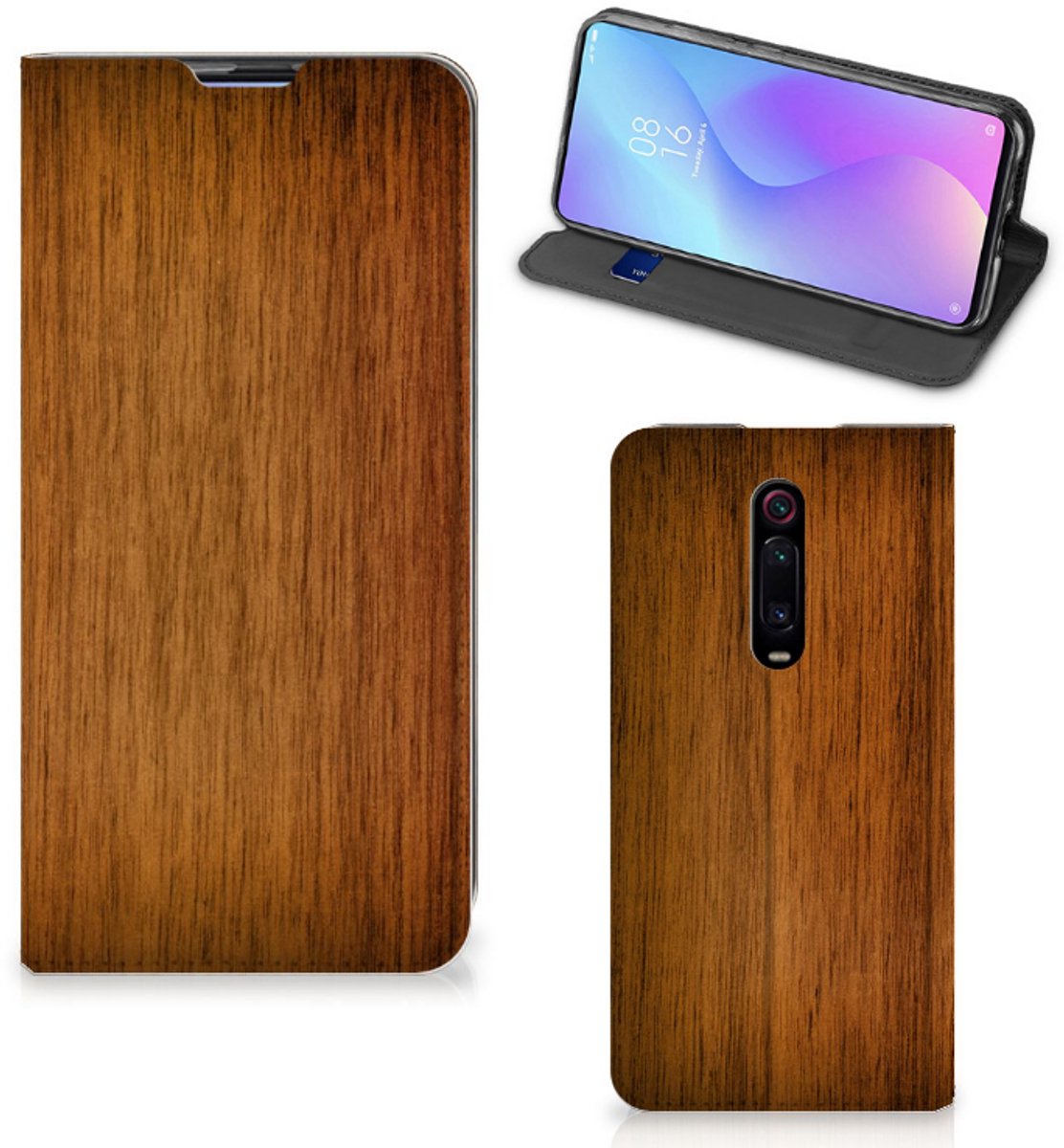 Xiaomi Mi 9T Pro Book Wallet Case Donker Hout