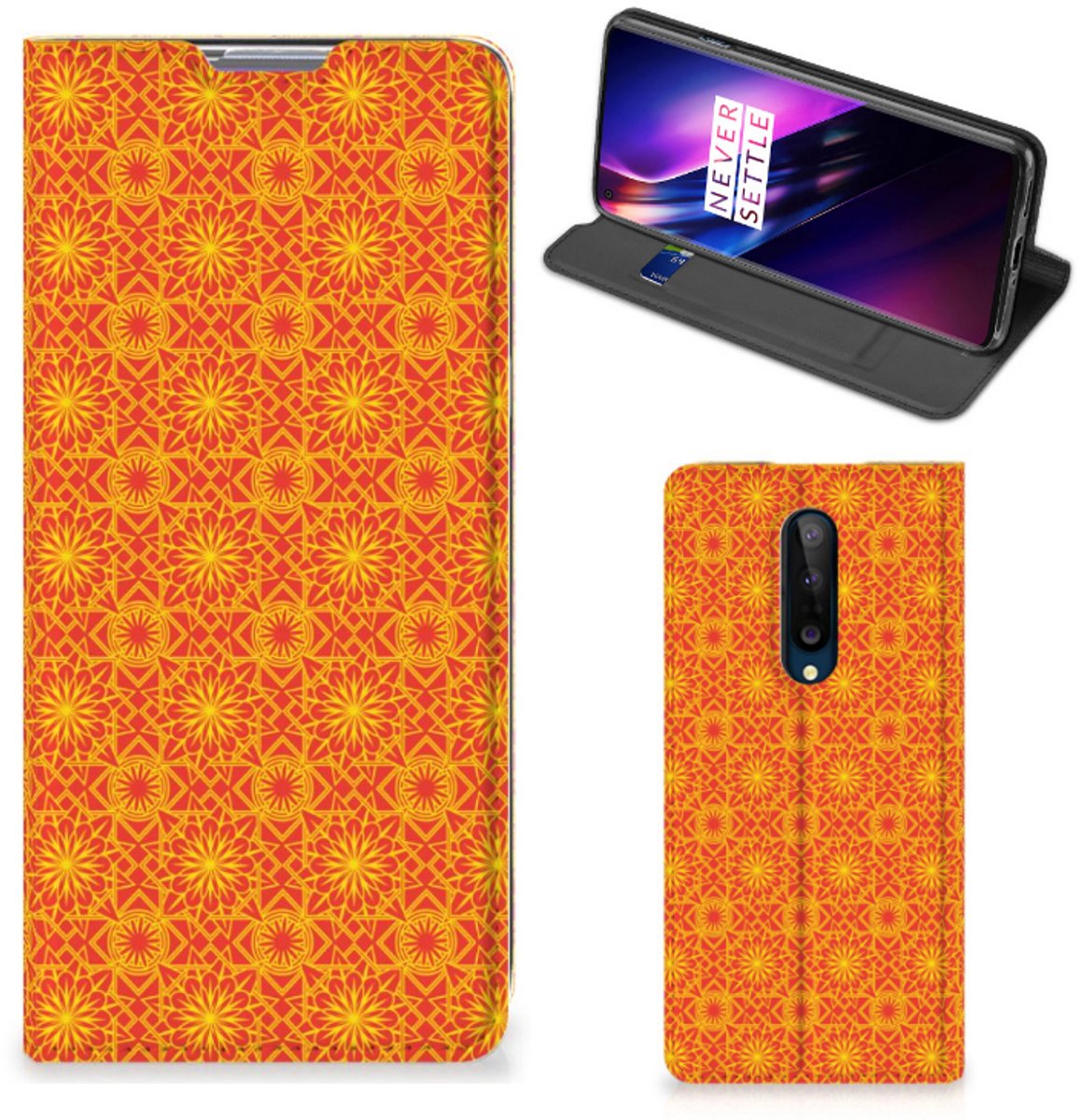 OnePlus 8 Hoesje met Magneet Batik Oranje