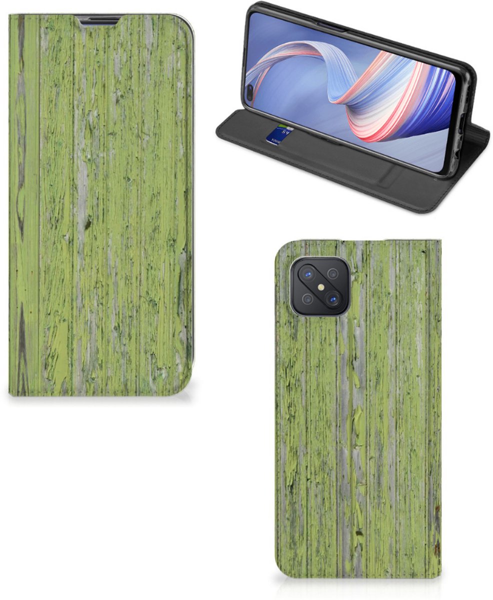 OPPO Reno4 Z 5G Book Wallet Case Green Wood