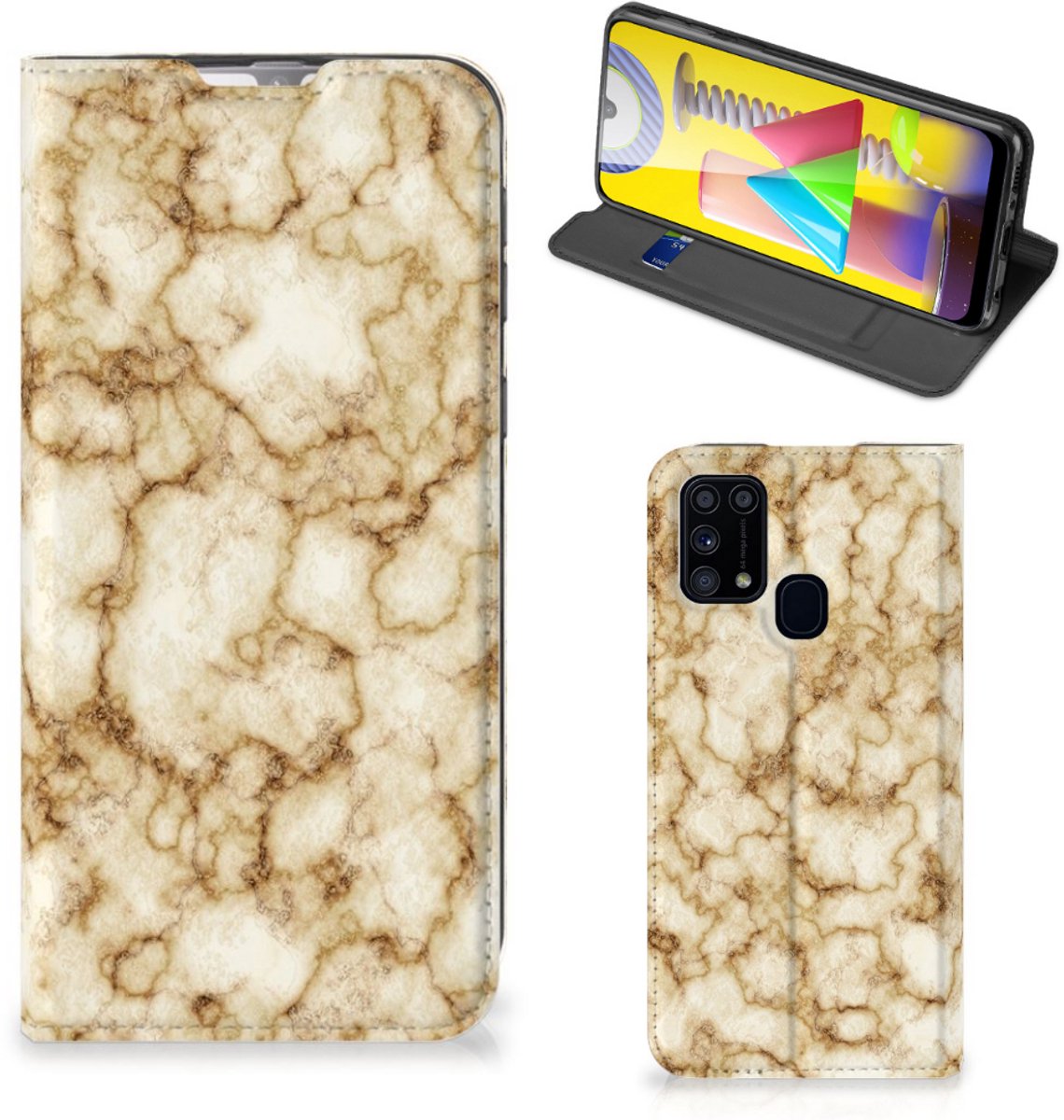 Samsung Galaxy M31 Standcase Marmer Goud