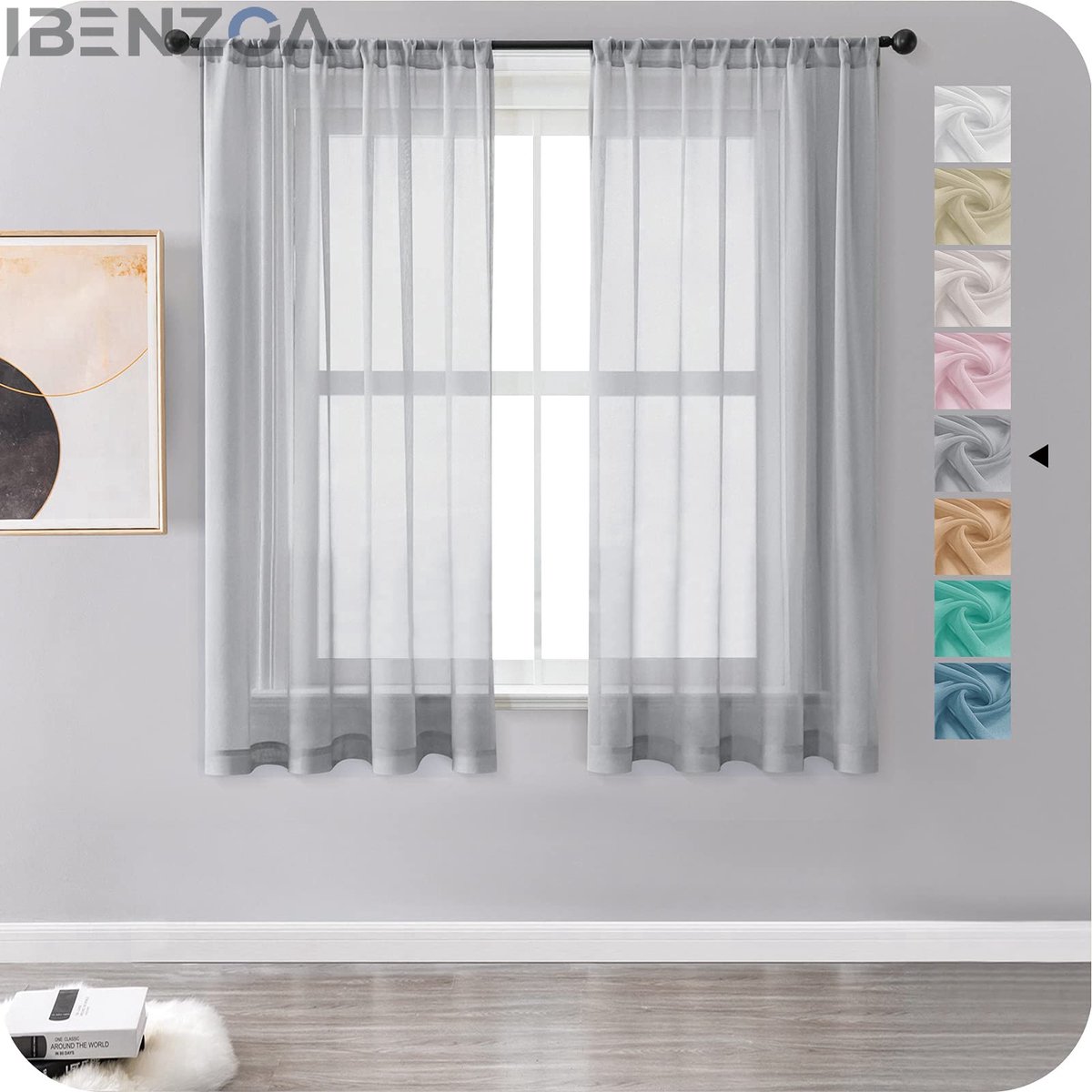 Ibenzoa Gordijn - Grijs - 122x140 cm - Polyester