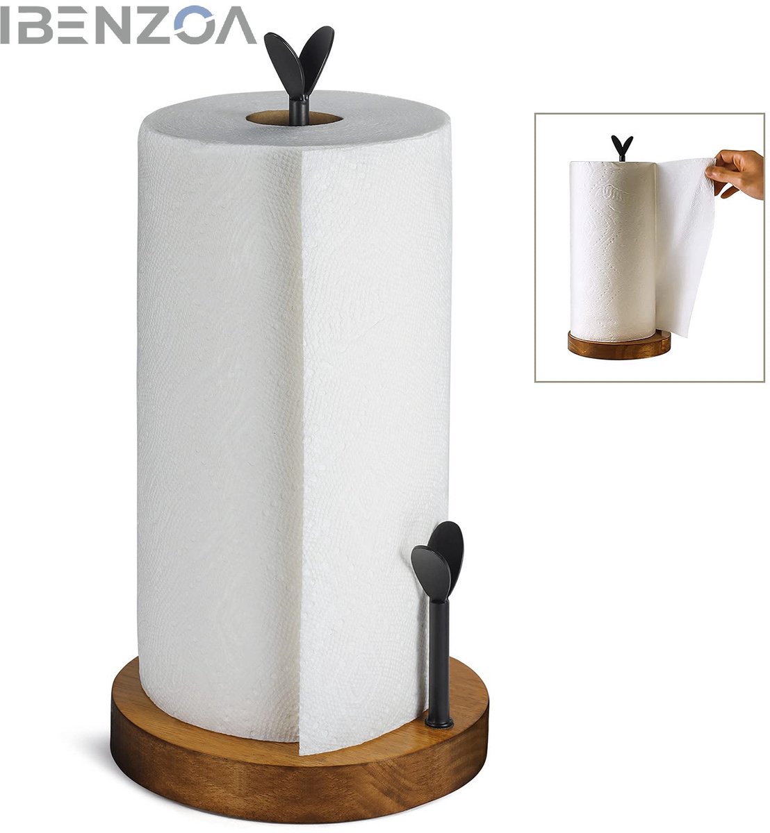 Keukenrolhouder - Hout - 34,9 cm - Bruin - Stabiele constructie