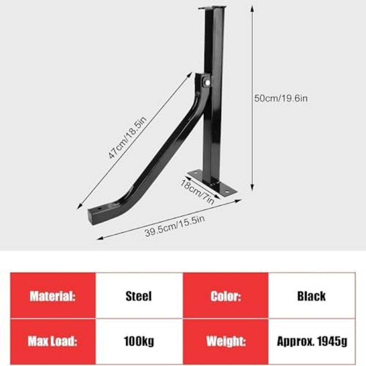 Allecto - Muurbeugel Bokszak - Ophangsysteem - 100 kg - Bokszakhouder - 39.5 x 50 cm - Thuisfitness - Gym - Zwart