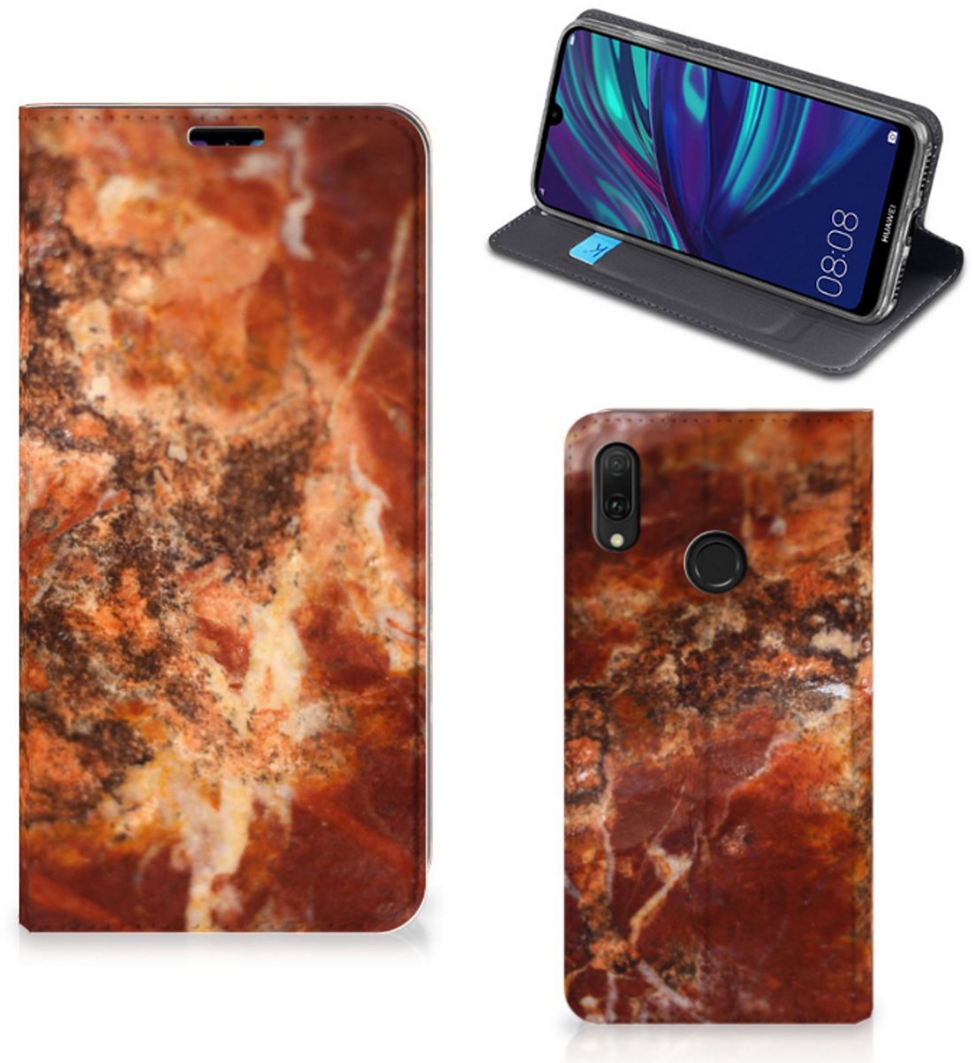 Huawei Y7 hoesje Y7 Pro (2019) Standcase Marmer Bruin