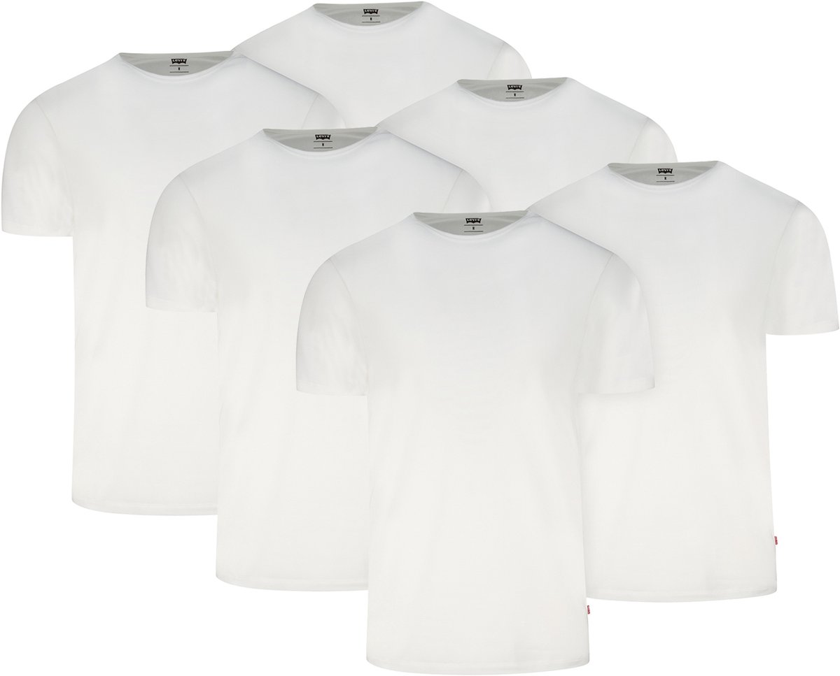 6-pack Levi’s heren T-shirt Rond-Neck Wit