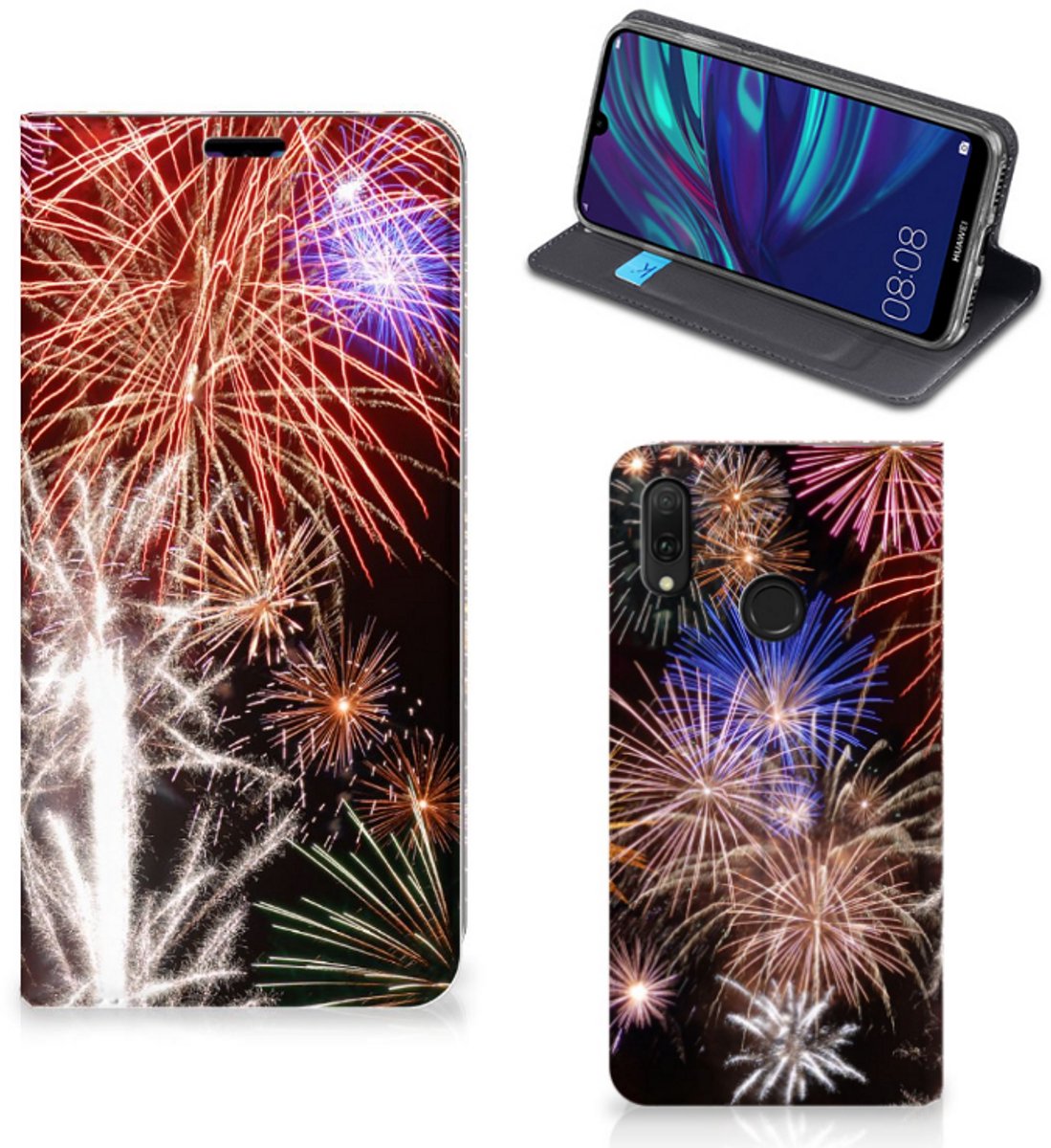Huawei Y7 hoesje Y7 Pro (2019) Hippe Standcase Vuurwerk