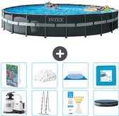 Intex Rond Ultra XTR Frame Zwembad - 732 x 132 cm - Inclusief Pomp - Ladder - Grondzeil - Afdekzeil - Filterbollen - Vloertegels - 9-delig