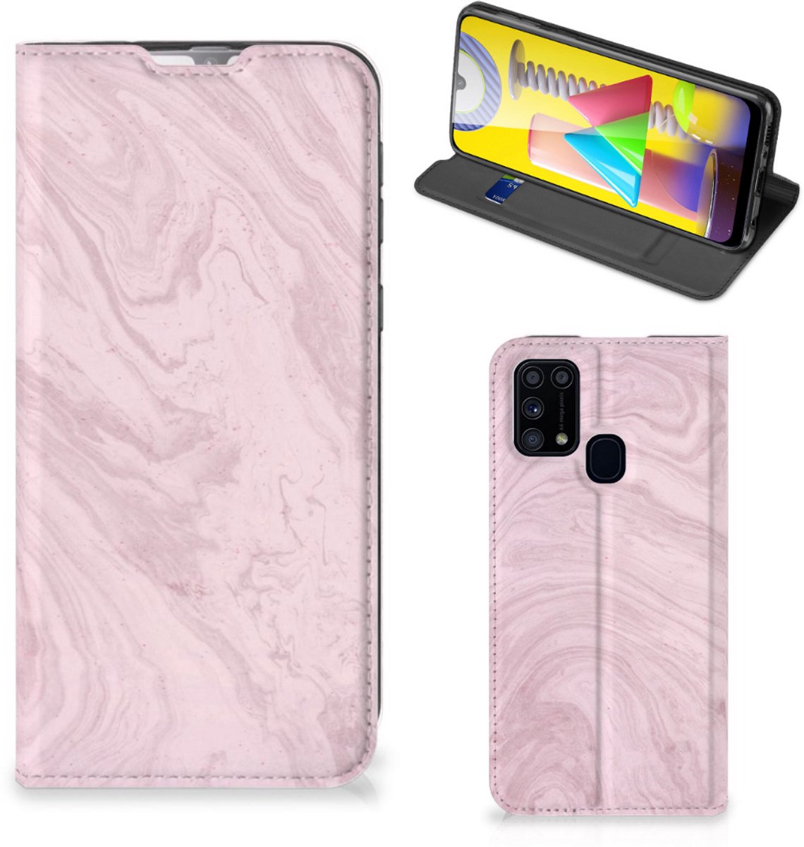 Samsung Galaxy M31 Standcase Marble Pink - Origineel Cadeau Vriendin