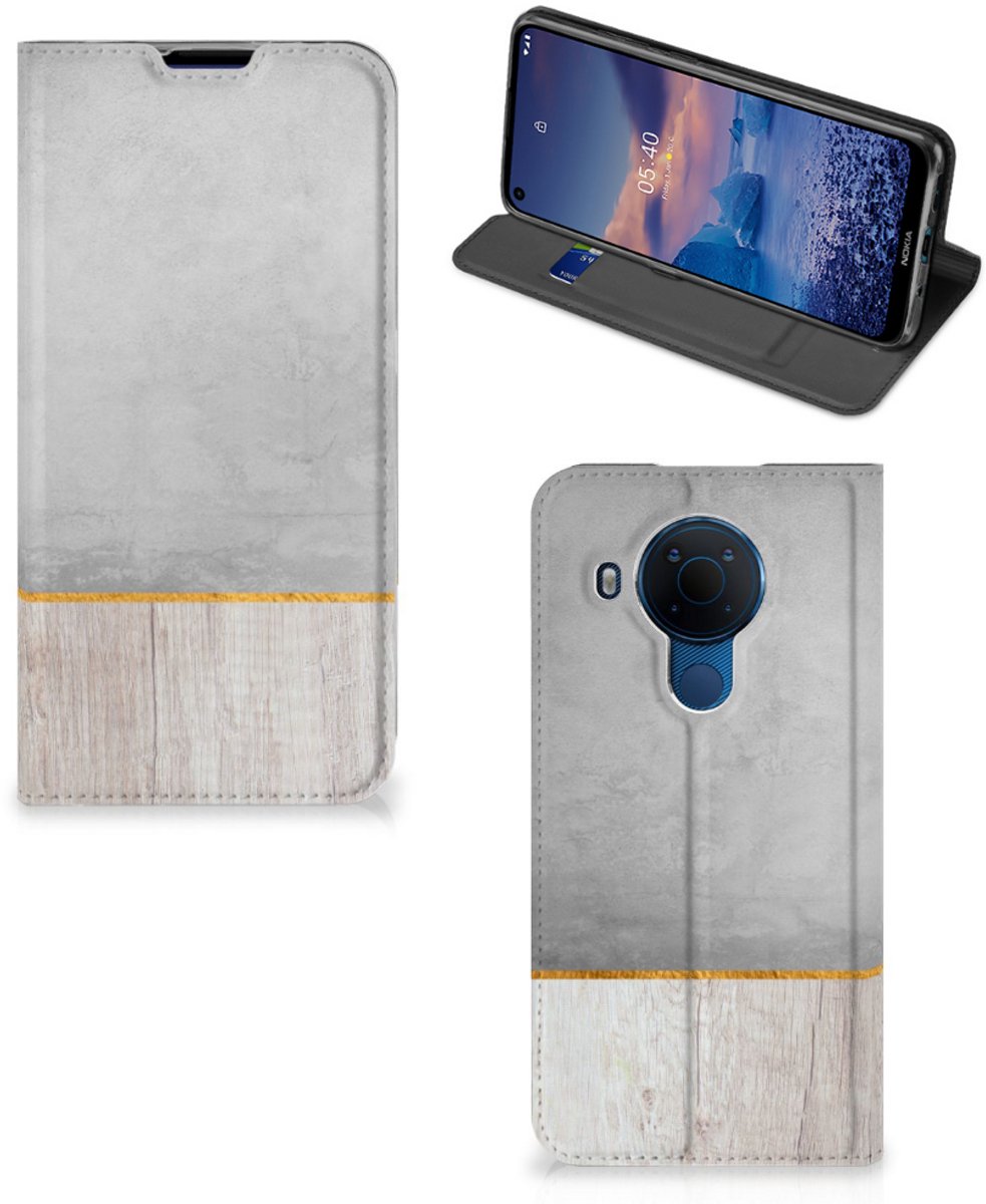 Nokia 5.4 Book Wallet Case Wood Concrete