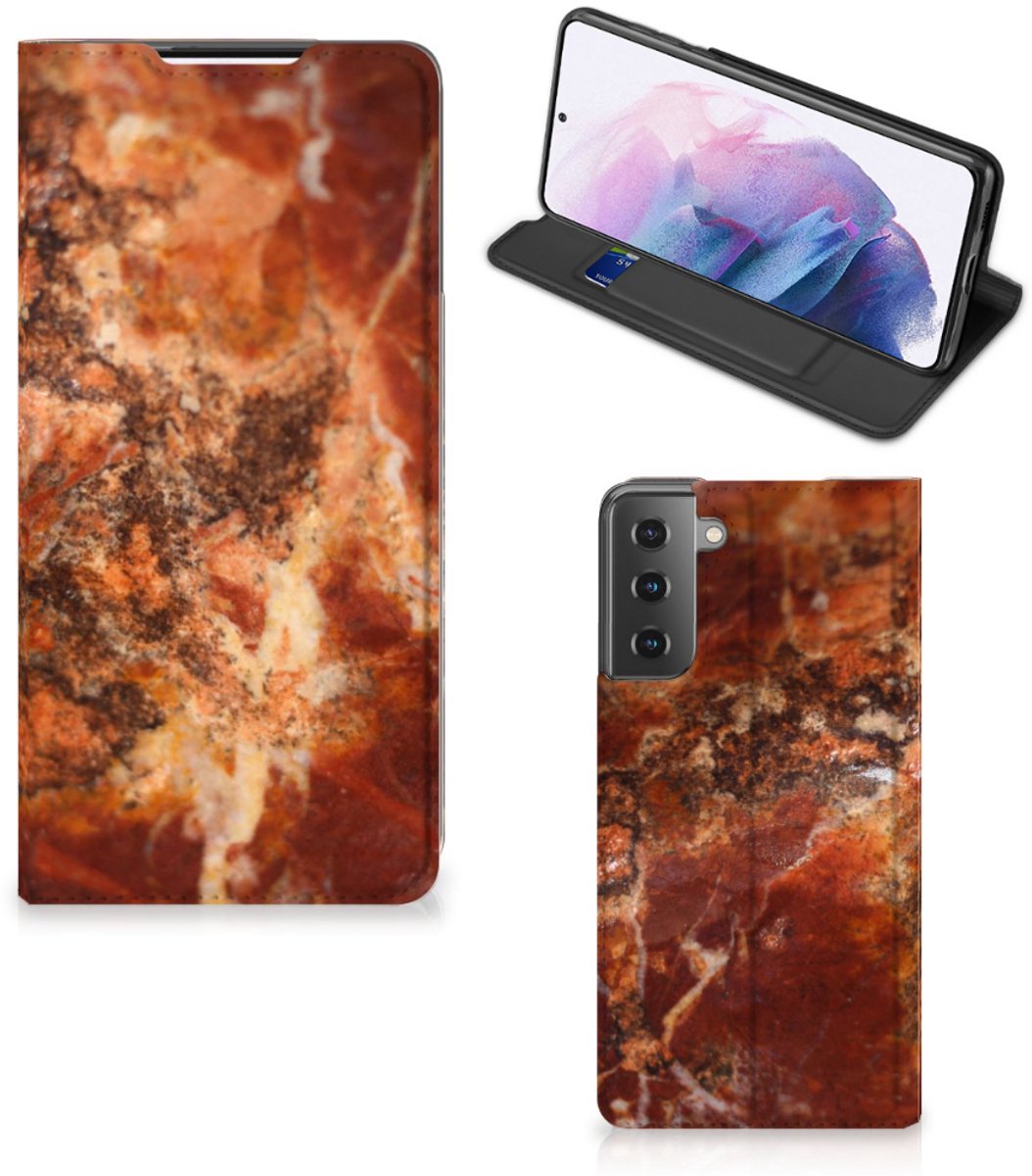 Samsung Galaxy S21 Plus Standcase Marmer Bruin