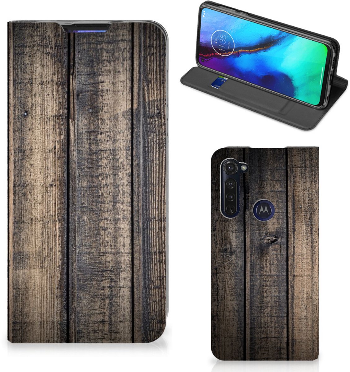 Motorola Moto G Pro Book Wallet Case Steigerhout