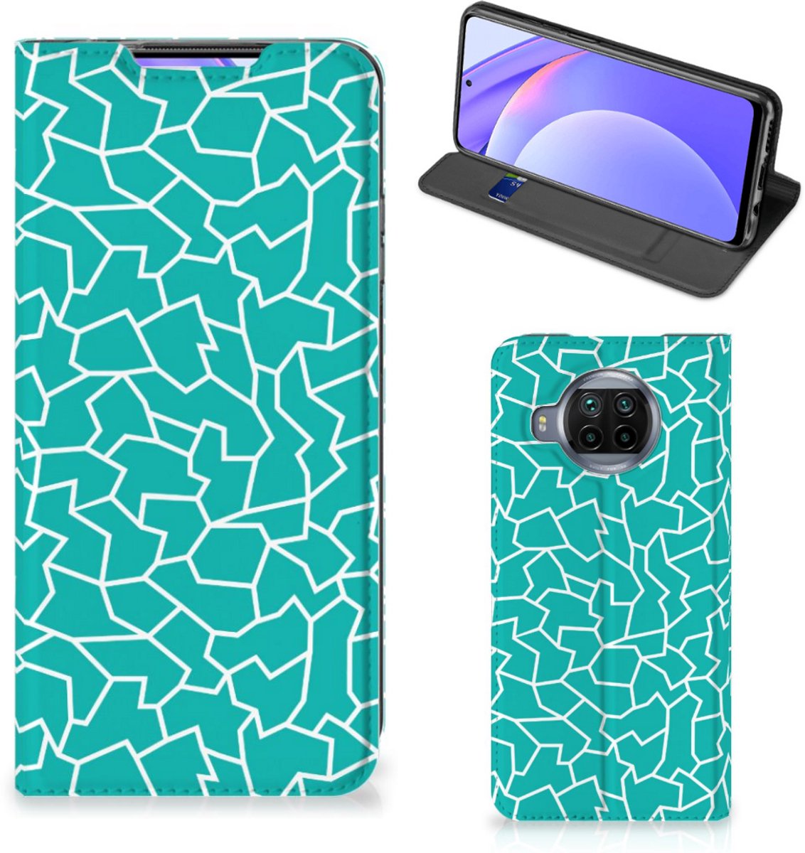 Standcase Hoesje voor Xiaomi Mi 10T Lite Bookcase Cracks Blue
