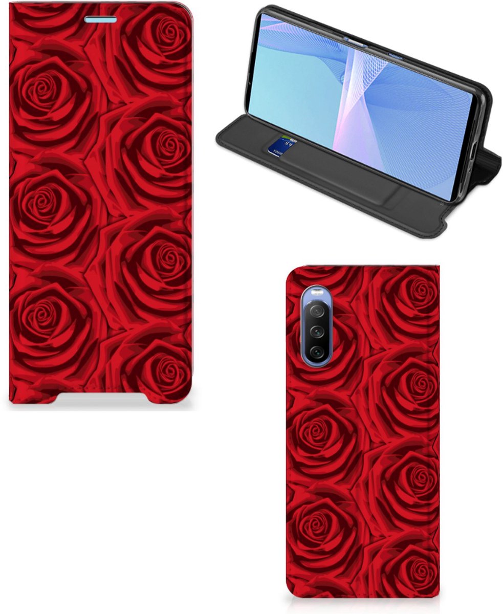Book Case voor Sony Xperia 10 III Smart Cover Red Roses