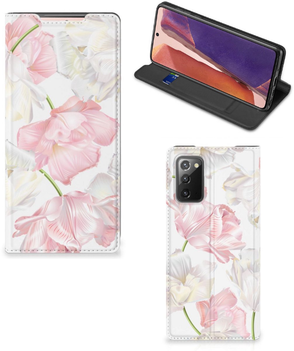 Book Case voor Samsung Galaxy Note20 Smart Cover Lovely Flowers