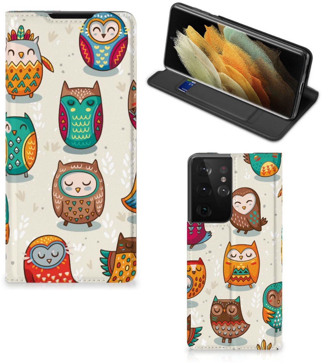 Samsung Galaxy S21 Ultra Hoesje maken Vrolijke Uilen