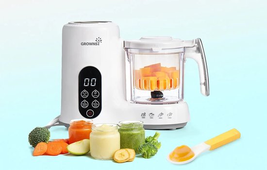 GROWNSY Babyvoedingsbereider met stoommand, stoompan, mixer en sterilisator in één apparaat, BPA-vrij, voor gezonde zelfgemaakte babyvoeding, BPA-vrij van grownsy — afbeelding 3