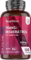 WeightWorld Resveratrol met Quercetine - 500 mg Trans-Resveratrol - 98% zuiver - 120 capsules voor 4 maanden - Gemaakt in de EU - Vegan