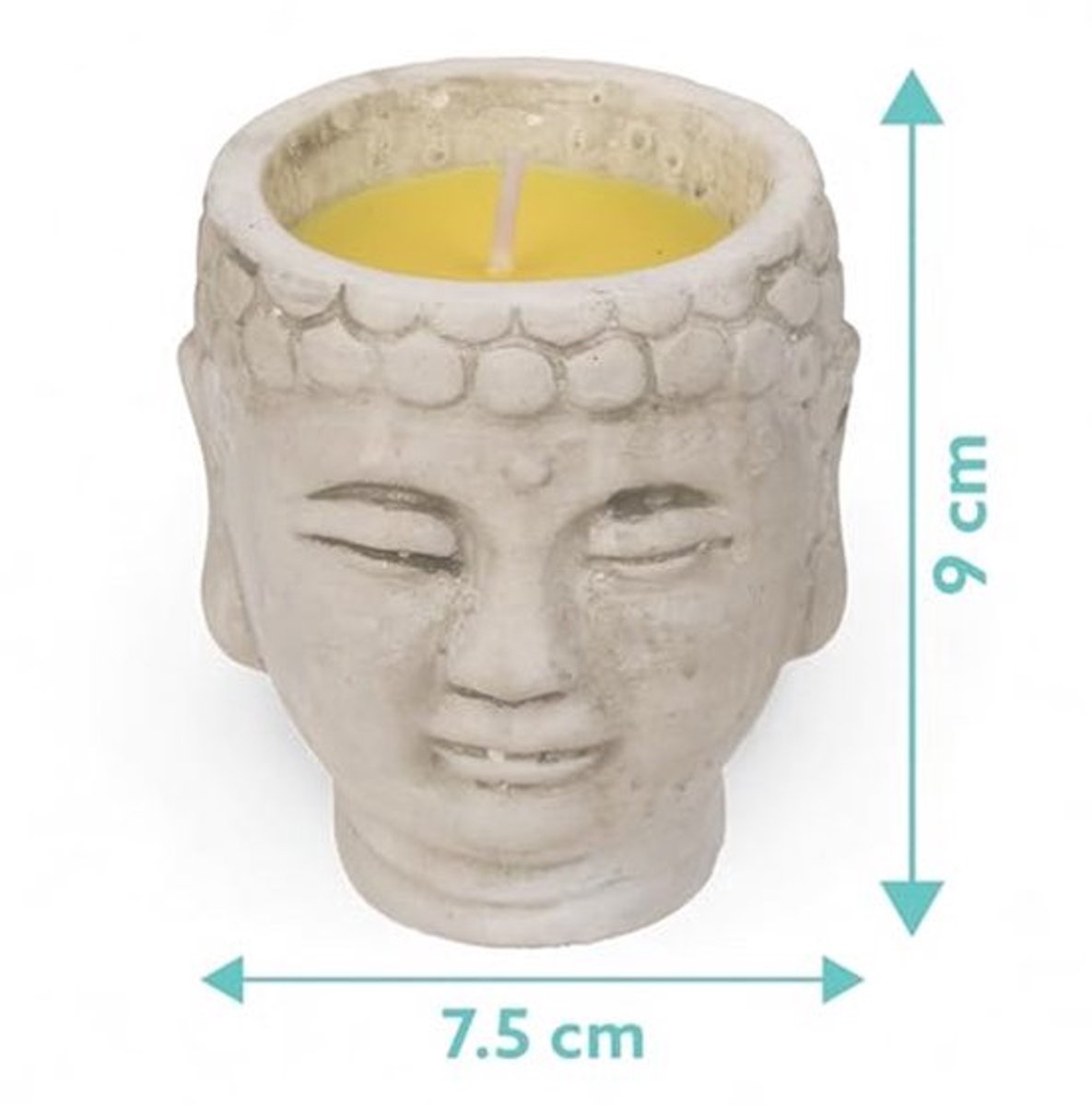 Citronella Kaarsen - Set van 6 - Cementen Buddhapot - 7,5 x 9 cm - 20 Uur Brandduur