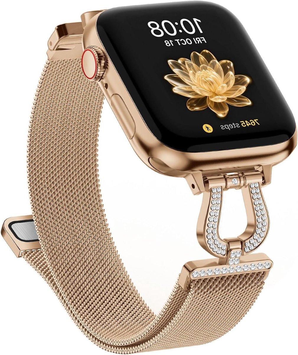 Magnetische Armbanden voor Dames Geschikt voor Apple Watch 38 mm tot 49 mm, Milanese Armband voor iWatch Series 1 tot 10 en Ultra SE