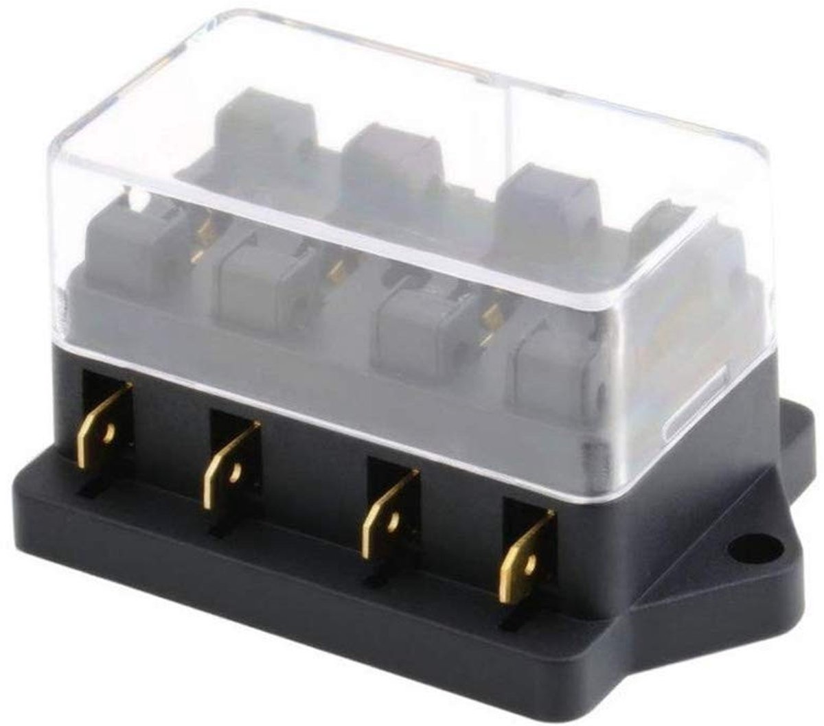 Dailygoods - 4-Weg Fuse Box - Waterdichte Auto Fusehouder - Geschikt voor 12V/24V - Betrouwbare stroomverdeler - Voor auto en boot - Duurzaam en veili