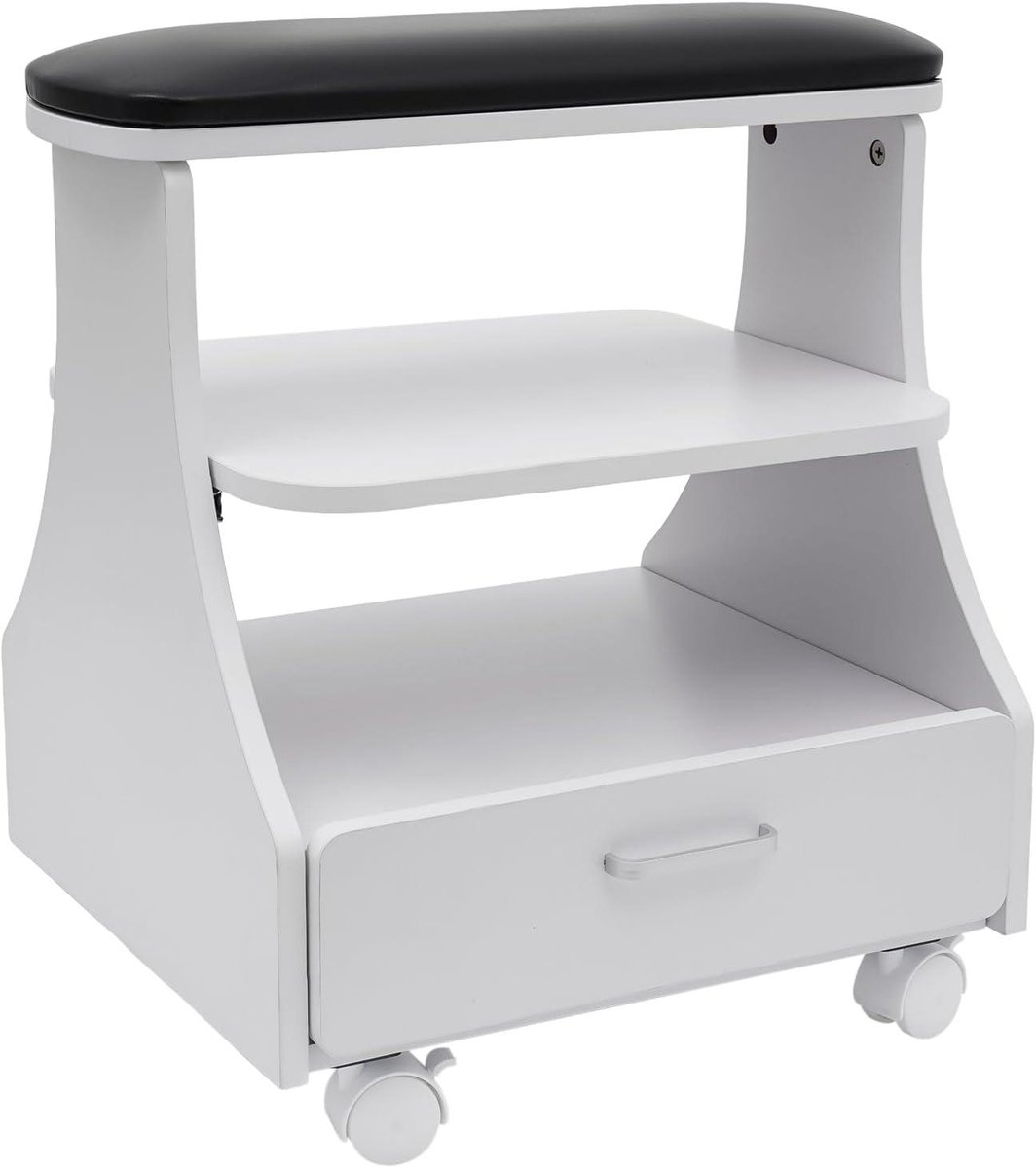 Voetenbadkruk - Pedicure trolley - Nagelverzorging - Met wielen en lade - 52 x 41 x 55 cm - Roze